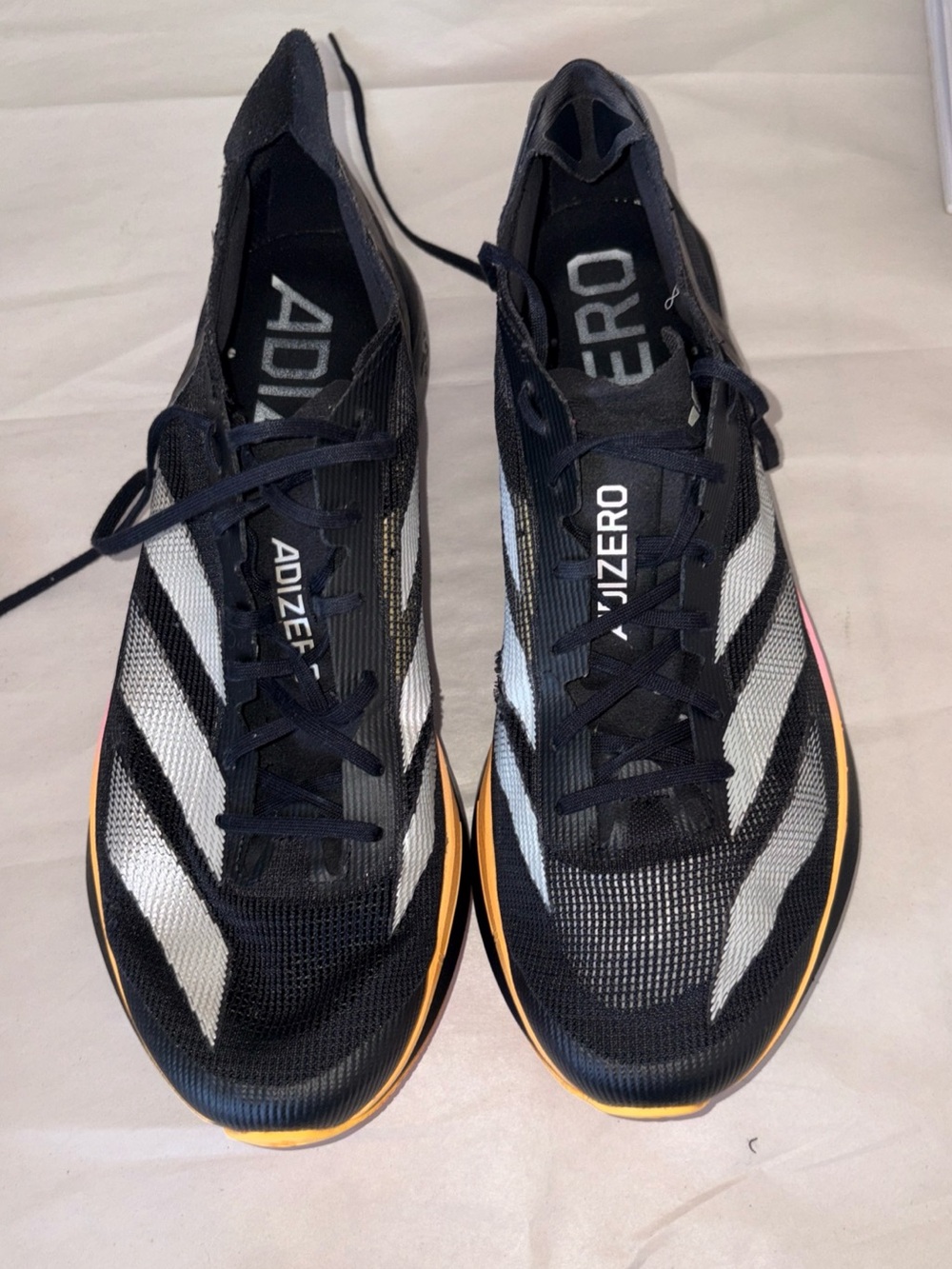 adidas Adizero Men’s Racing Shoes - Black, White & Yellow Accent